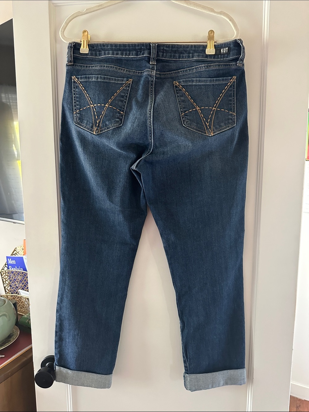 Kut from the Kloth Dark Blue Rolled Cuff Boyfriend Jeans